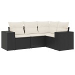 vidaXL Set mobilier de grădină cu perne, 4 piese, negru, poliratan vidaXL Set mobilier de grădină cu perne, 4 piese, negru, poliratan