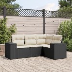 vidaXL Set mobilier de grădină cu perne, 4 piese, negru, poliratan vidaXL Set mobilier de grădină cu perne, 4 piese, negru, poliratan