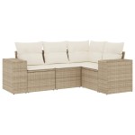 vidaXL Set canapele de grădină, 4 piese, cu perne, bej, poliratan vidaXL Set canapele de grădină, 4 piese, cu perne, bej, poliratan