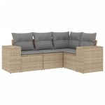 vidaXL Set canapele de grădină, 4 piese, cu perne, bej, poliratan vidaXL Set canapele de grădină, 4 piese, cu perne, bej, poliratan