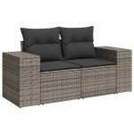 vidaXL Set canapea de grădină cu perne, 4 piese, gri, poliratan vidaXL Set canapea de grădină cu perne, 4 piese, gri, poliratan