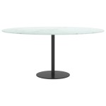 vidaXL Blat de masă alb Ø90x1 cm sticlă securizată cu design marmură