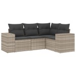 vidaXL Set canapea de grădină cu perne, 4 piese, gri deschis poliratan vidaXL Set canapea de grădină cu perne, 4 piese, gri deschis poliratan