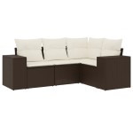vidaXL Set canapele de grădină, 4 piese, cu perne, maro poliratan maro