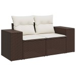 vidaXL Set canapele de grădină, 4 piese, cu perne, maro poliratan maro