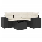 vidaXL Set mobilier de grădină cu perne, 5 piese, negru, poliratan vidaXL Set mobilier de grădină cu perne, 5 piese, negru, poliratan