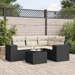 vidaXL Set mobilier de grădină cu perne, 5 piese, negru, poliratan vidaXL Set mobilier de grădină cu perne, 5 piese, negru, poliratan