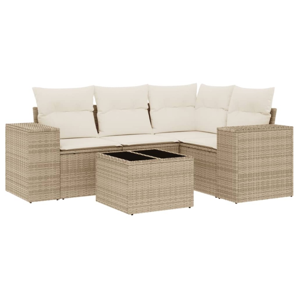 vidaXL Set canapele de grădină cu perne, 5 piese, bej, poliratan