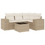 vidaXL Set canapele de grădină cu perne, 5 piese, bej, poliratan