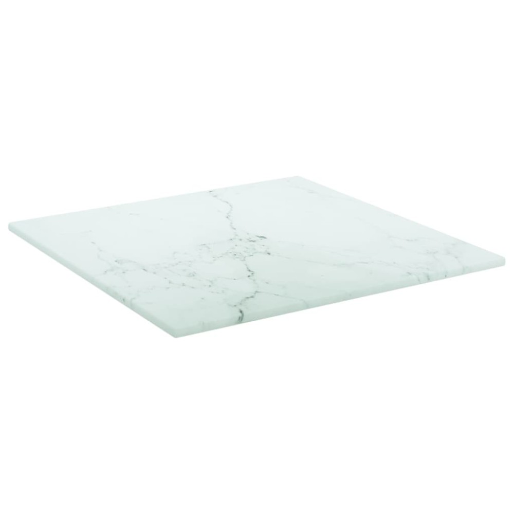 vidaXL Blat masă alb 30x30 cm 6 mm sticlă securizată design marmură