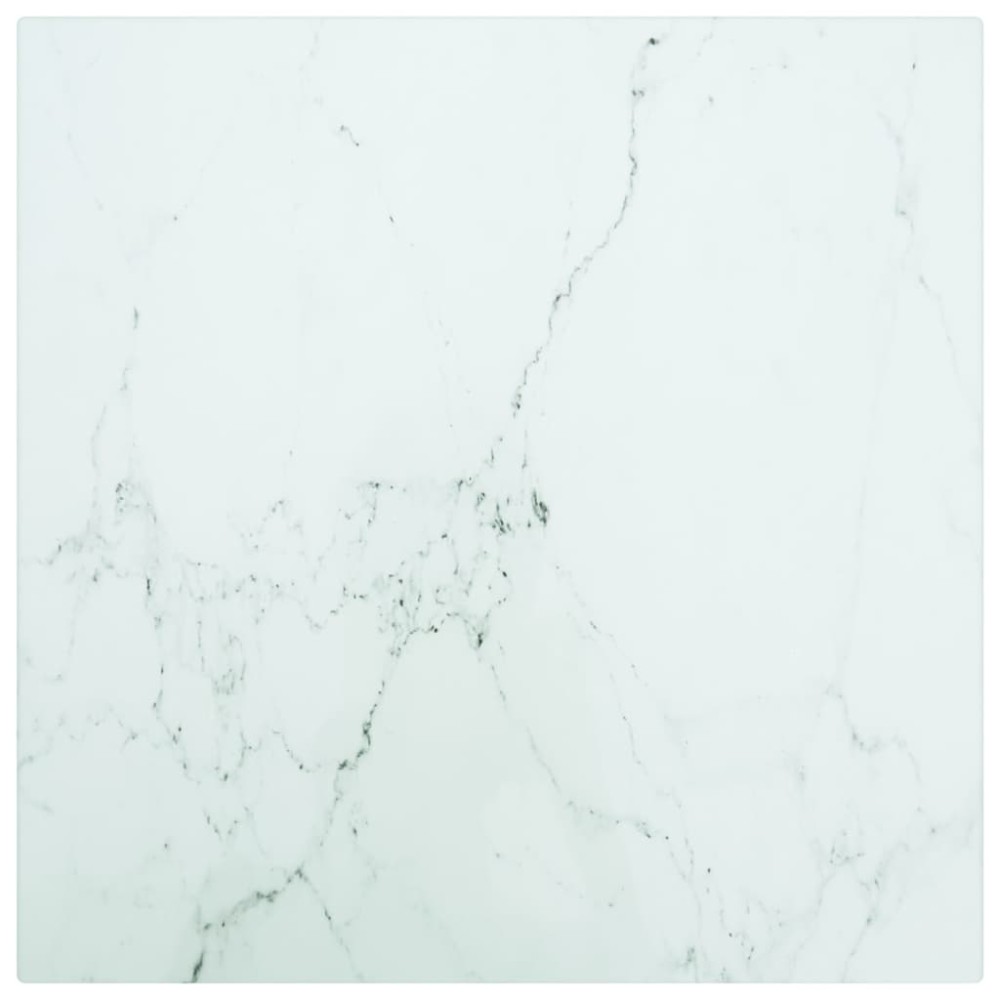 vidaXL Blat masă alb 30x30 cm 6 mm sticlă securizată design marmură
