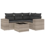 vidaXL Set canapele de grădină cu perne, 5 piese gri deschis poliratan