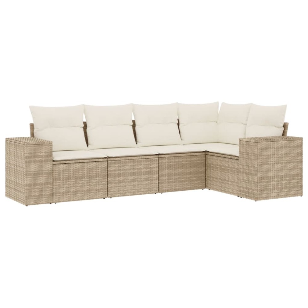 vidaXL Set canapele de grădină cu perne, 5 piese, bej, poliratan