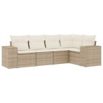 vidaXL Set canapele de grădină cu perne, 5 piese, bej, poliratan