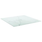 vidaXL Blat masă alb 40x40 cm 6 mm sticlă securizată design marmură