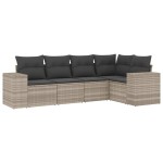 vidaXL Set canapele de grădină cu perne, 5 piese gri deschis poliratan