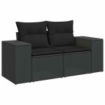 vidaXL Set mobilier de grădină cu perne, 6 piese, negru, poliratan vidaXL Set mobilier de grădină cu perne, 6 piese, negru, poliratan