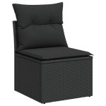 vidaXL Set mobilier de grădină cu perne, 6 piese, negru, poliratan vidaXL Set mobilier de grădină cu perne, 6 piese, negru, poliratan