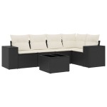 vidaXL Set mobilier de grădină cu perne, 6 piese, negru, poliratan vidaXL Set mobilier de grădină cu perne, 6 piese, negru, poliratan