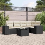 vidaXL Set mobilier de grădină cu perne, 6 piese, negru, poliratan vidaXL Set mobilier de grădină cu perne, 6 piese, negru, poliratan