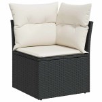 vidaXL Set mobilier de grădină cu perne, 6 piese, negru, poliratan vidaXL Set mobilier de grădină cu perne, 6 piese, negru, poliratan