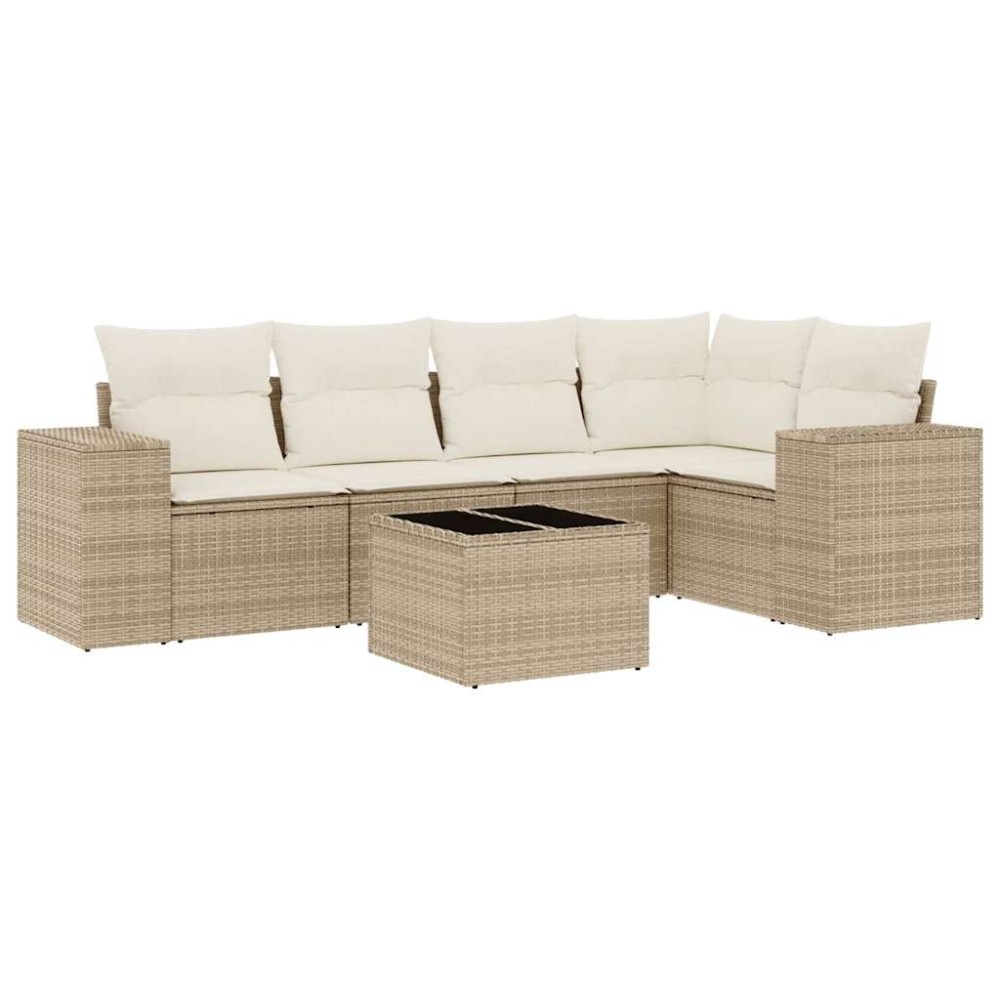 vidaXL Set canapele de grădină cu perne, 6 piese, bej, poliratan