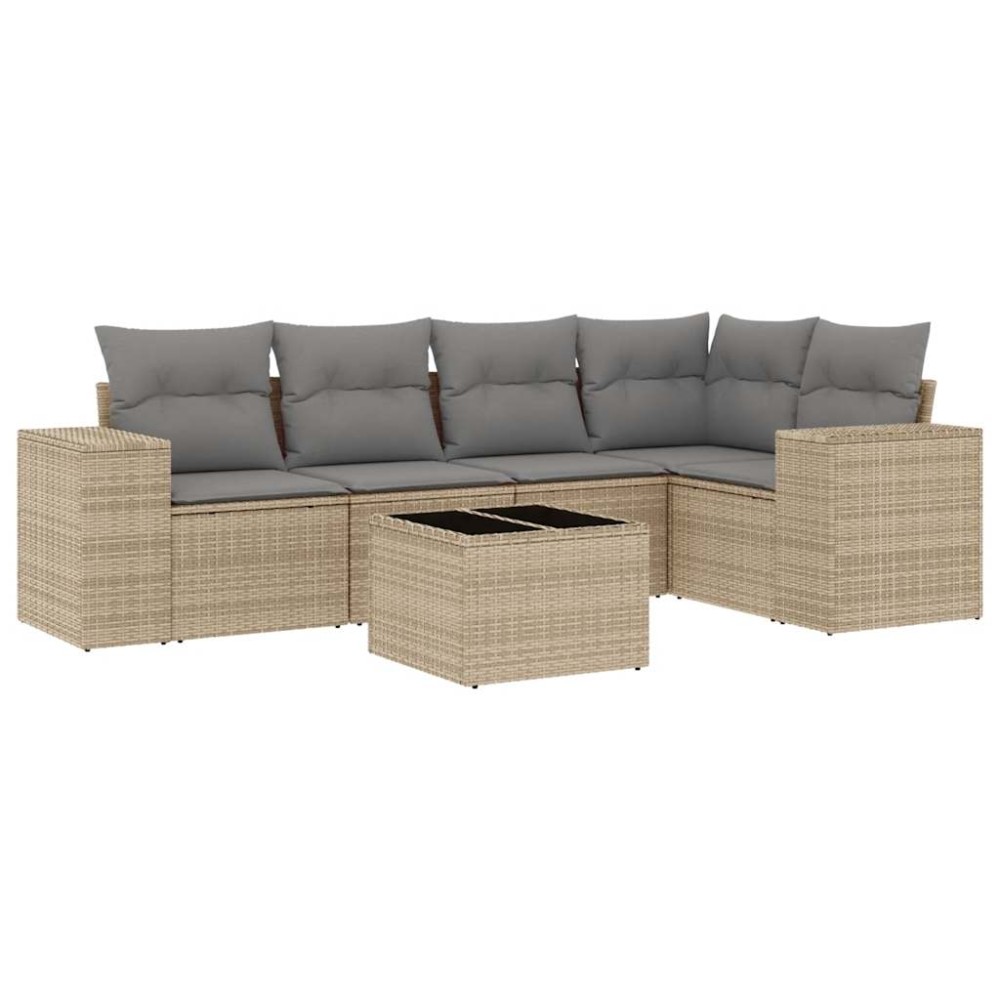 vidaXL Set canapele de grădină cu perne, 6 piese, bej, poliratan