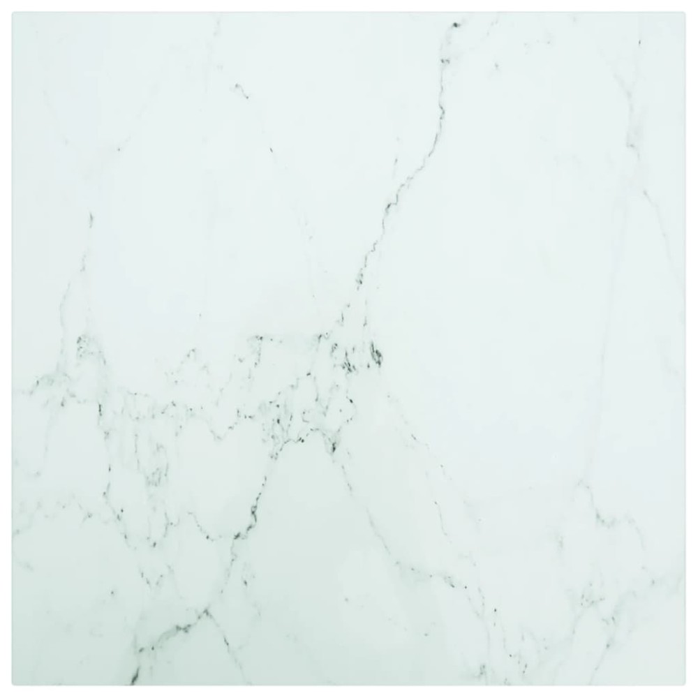 vidaXL Blat masă alb 50x50 cm 6 mm sticlă securizată design marmură