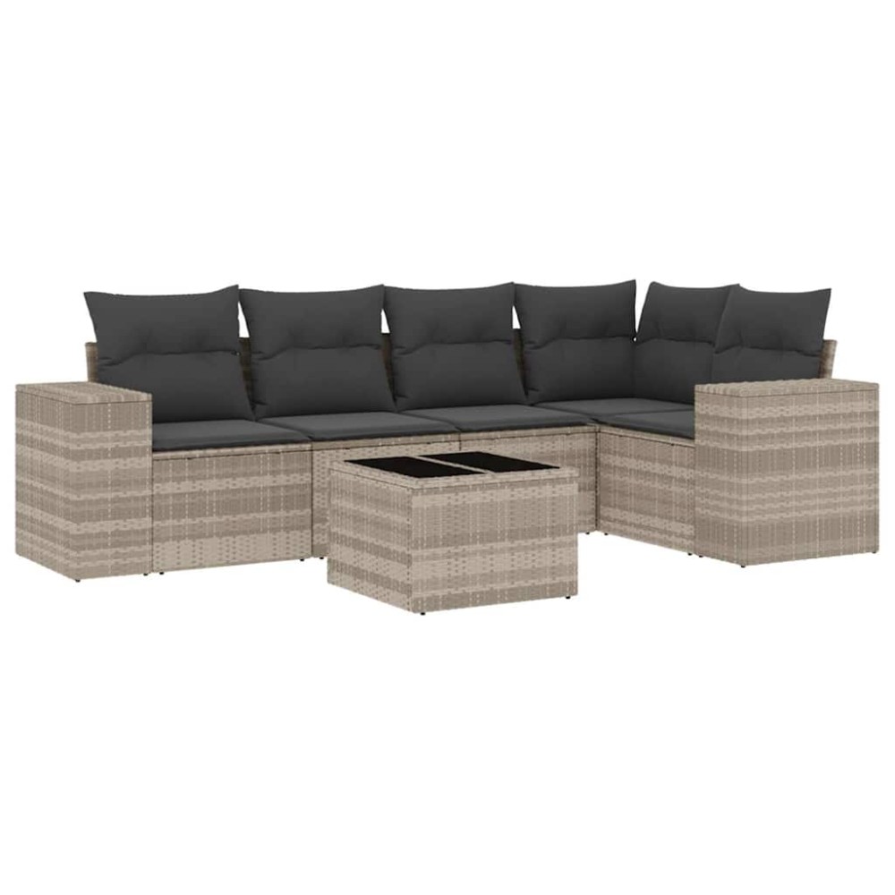 vidaXL Set canapele de grădină cu perne, 6 piese gri deschis poliratan