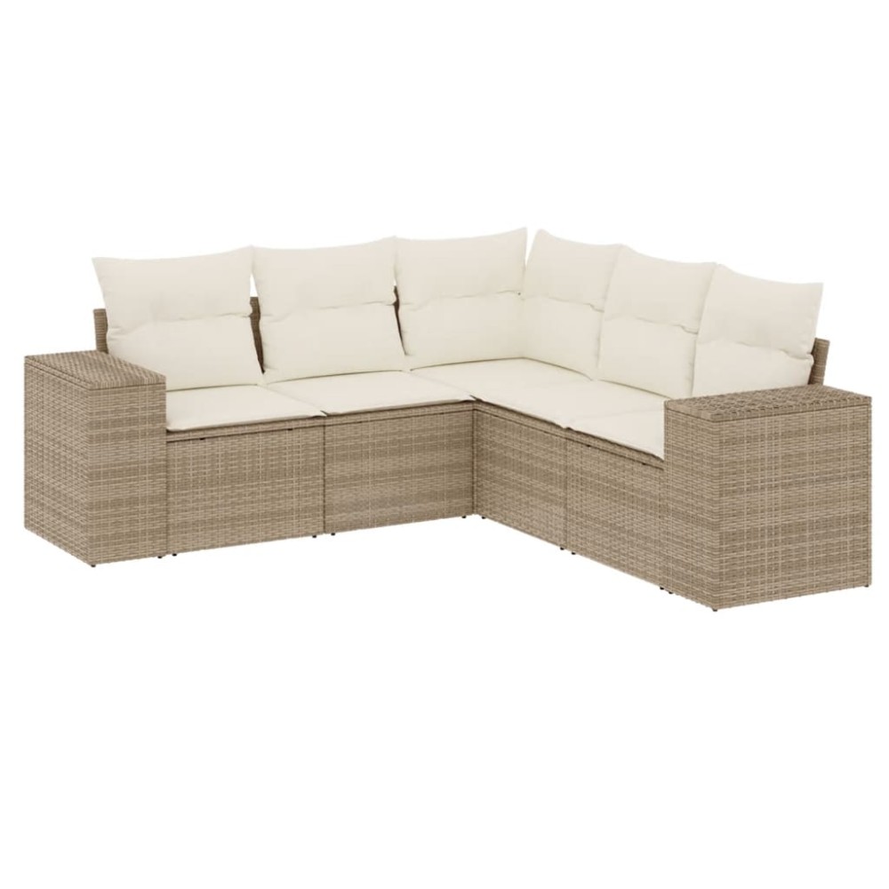vidaXL Set canapele de grădină cu perne, 5 piese, bej, poliratan