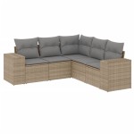 vidaXL Set canapele de grădină cu perne, 5 piese, bej, poliratan