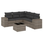 vidaXL Set mobilier grădină cu perne, 6 piese, gri, poliratan