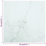 vidaXL Blat masă alb 70x70 cm 6 mm sticlă securizată design marmură vidaXL Blat masă alb 70x70 cm 6 mm sticlă securizată design marmură
