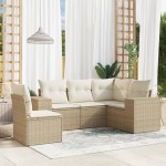 vidaXL Set canapele de grădină cu perne, 5 piese, bej, poliratan vidaXL Set canapele de grădină cu perne, 5 piese, bej, poliratan