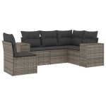 vidaXL Set canapea de grădină cu perne, 5 piese, gri, poliratan vidaXL Set canapea de grădină cu perne, 5 piese, gri, poliratan