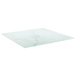 vidaXL Blat masă alb 80x80 cm 6 mm sticlă securizată design marmură