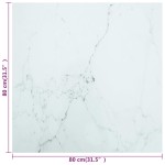 vidaXL Blat masă alb 80x80 cm 6 mm sticlă securizată design marmură