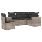 vidaXL Set canapele de grădină cu perne, 5 piese gri deschis poliratan vidaXL Set canapele de grădină cu perne, 5 piese gri deschis poliratan