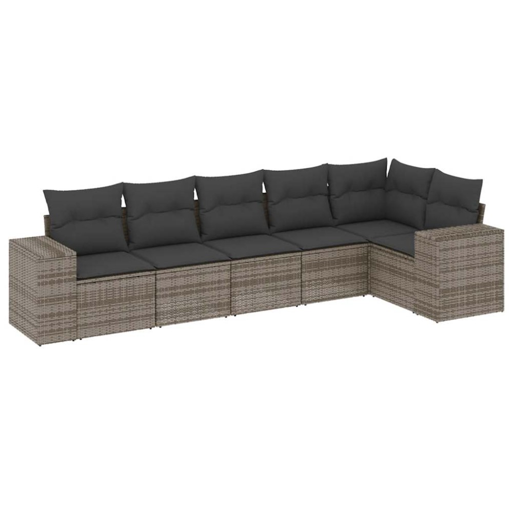 vidaXL Set mobilier grădină cu perne, 6 piese, gri, poliratan