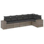 vidaXL Set mobilier grădină cu perne, 6 piese, gri, poliratan