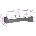 vidaXL Set mobilier grădină cu perne, 6 piese, gri, poliratan