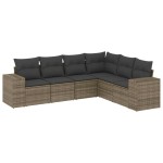 vidaXL Set mobilier grădină cu perne, 6 piese, gri, poliratan