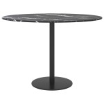 vidaXL Blat masă negru Ø60x0,8 cm, sticlă securizată, design marmură vidaXL Blat masă negru Ø60x0,8 cm, sticlă securizată, design marmură