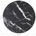 vidaXL Blat masă negru Ø60x0,8 cm, sticlă securizată, design marmură vidaXL Blat masă negru Ø60x0,8 cm, sticlă securizată, design marmură