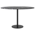 vidaXL Blat masă negru Ø70x0,8 cm, sticlă securizată cu design marmură vidaXL Blat masă negru Ø70x0,8 cm, sticlă securizată cu design marmură