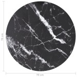 vidaXL Blat masă negru Ø70x0,8 cm, sticlă securizată cu design marmură vidaXL Blat masă negru Ø70x0,8 cm, sticlă securizată cu design marmură