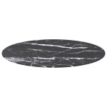 vidaXL Blat masă negru Ø80x1 cm sticlă securizată cu design marmură vidaXL Blat masă negru Ø80x1 cm sticlă securizată cu design marmură