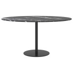 vidaXL Blat masă negru Ø80x1 cm sticlă securizată cu design marmură vidaXL Blat masă negru Ø80x1 cm sticlă securizată cu design marmură