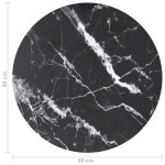 vidaXL Blat masă negru Ø80x1 cm sticlă securizată cu design marmură vidaXL Blat masă negru Ø80x1 cm sticlă securizată cu design marmură