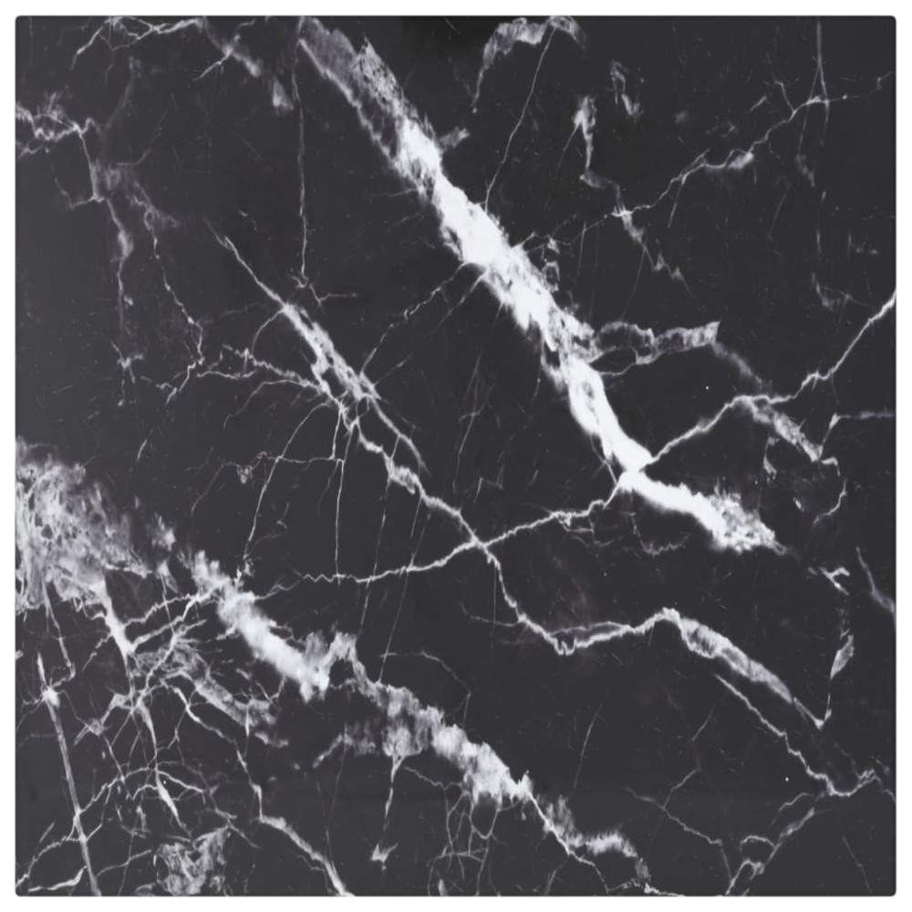 vidaXL Blat masă negru 40x40 cm 6 mm sticlă securizată design marmură